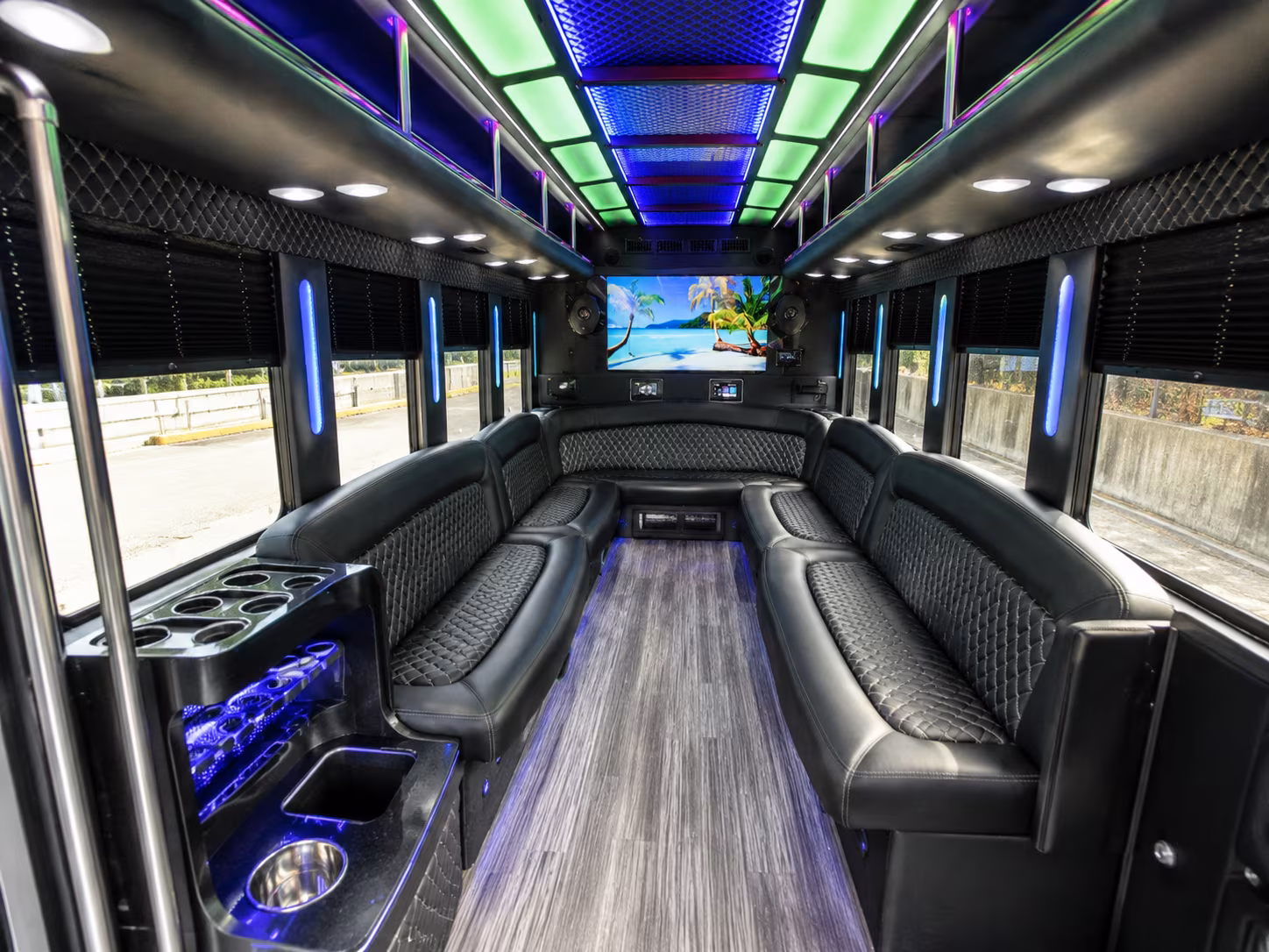 bonita springs 18 passenger party bus inside