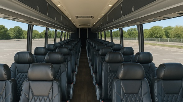 Interior of Charter Bus Company Bonita Springs's 54 Passenger Charter Bus in Bonita Springs