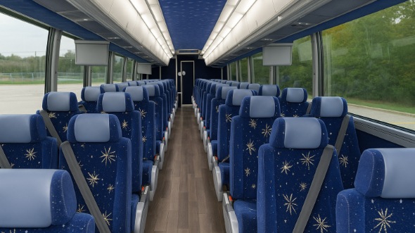 Interior of Charter Bus Company Bonita Springs's 55 Passenger Charter Bus in Bonita Springs