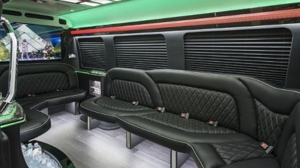 Interior of Charter Bus Company Bonita Springs's Sprinter Limo in Bonita Springs